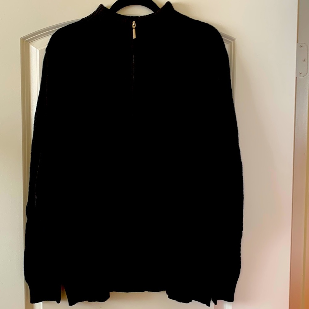 NEW Karen Scott Deep 2X Black Zip Front Cardigan